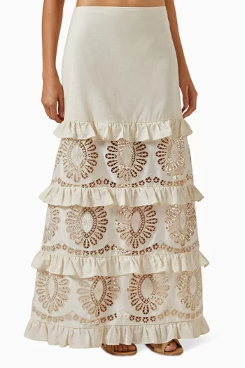 Franca Maxi Skirt in Cotton-blend