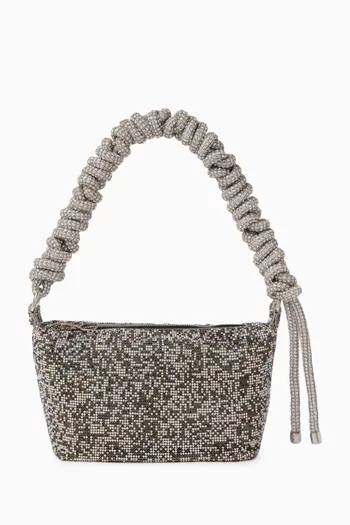 Phone Cord Pouch Shoulder Bag in Crystal Mesh