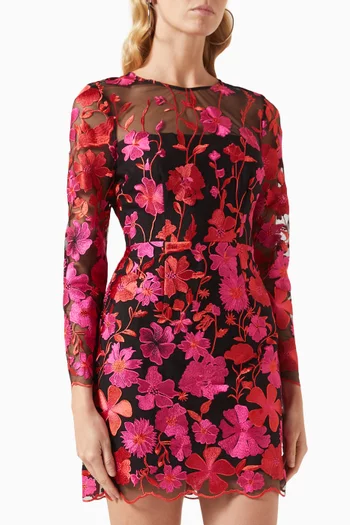 Scottie Floral Embroidered Mini Dress in Lace
