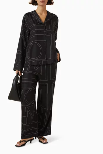 بلوزة بيجاما بنقشة شعار الماركة حرير