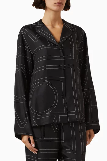 بلوزة بيجاما بنقشة شعار الماركة حرير