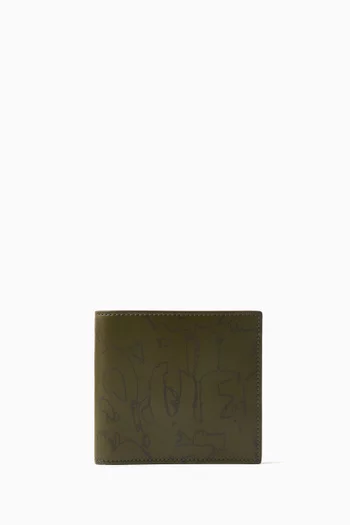 محفظة ثنائية الطي بتصميم غرافيتي جلد عجل