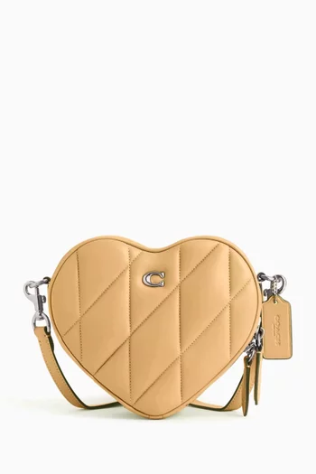 Heart Quilted Crossbody Bag in Leather