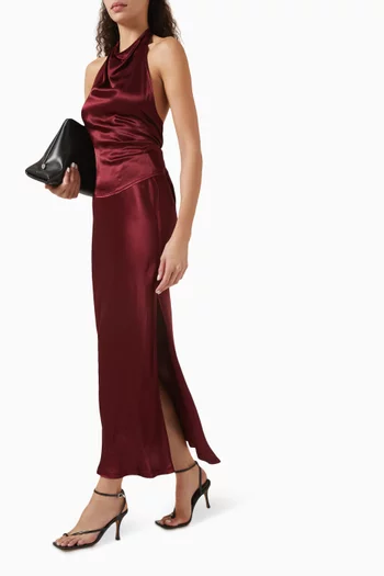 Bias Maxi Skirt in Satin