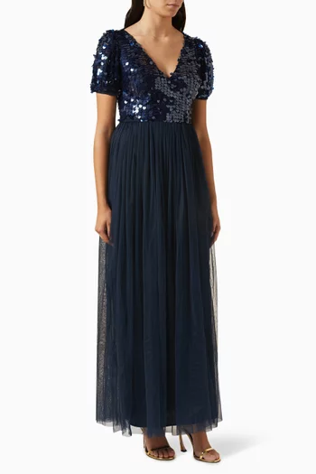 Disc-sequin Maxi Dress in Tulle