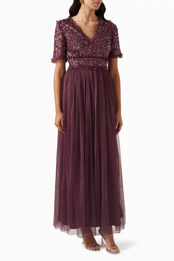 Delicate Sequin Maxi Dress in Tulle