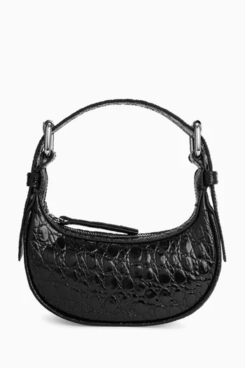 Mini Soho Shoulder Bag in Croc-embossed Leather