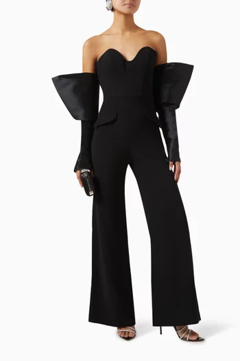 Cute Intentions Jumpsuit with Couture Sleeves in Crepe