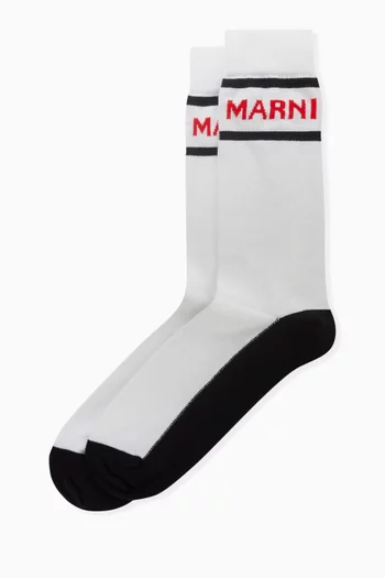 Logo Socks in Cotton-blend Knit