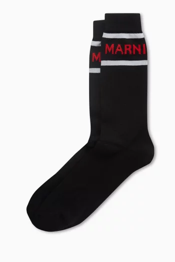 Logo Socks in Cotton-blend Knit