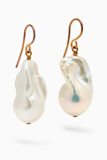 Grainy Freshwater Pearl Earrings in Eco Brass