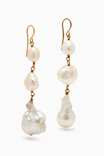 Grainy Freshwater Pearl Earrings in Eco Brass
