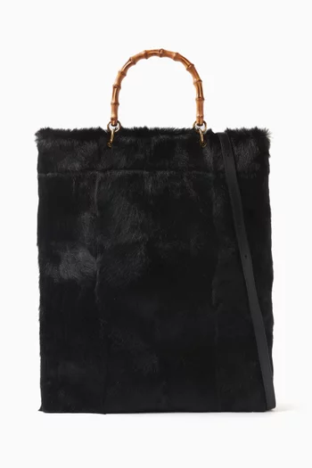 Medium Bamboo Shopper Tote Bag in Leather