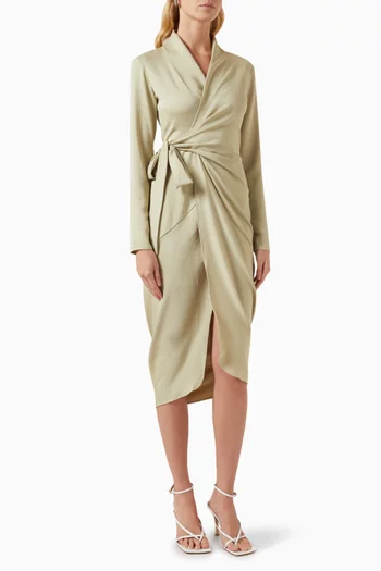 Cecilia Wrap Midi Dress in Cotton-blend