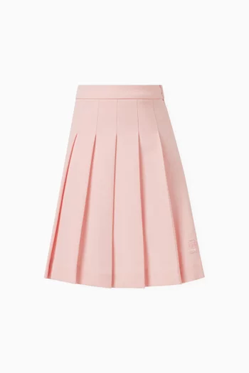 Logo-embroidered Pleated Skirt in Polyester-blend