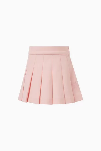 Logo-embroidered Pleated Skirt in Polyester