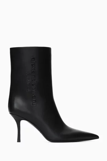 Delphine 85 Logo Booties in Leather