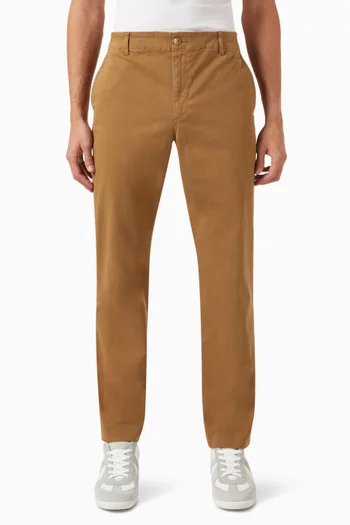 Sueded Garment-dyed Pants in Stretch Cotton-twill