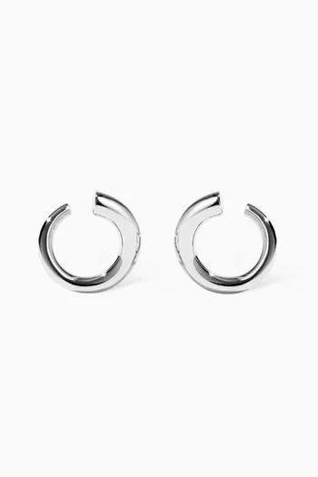 Medium Wave Hoop Earrings in Sterling Silver
