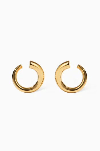 Medium Wave Hoop Earrings in 23kt Gold Plating