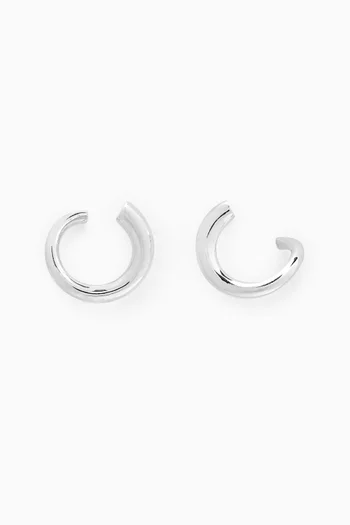 Small Wave Hoop Earrings in Sterling Silver