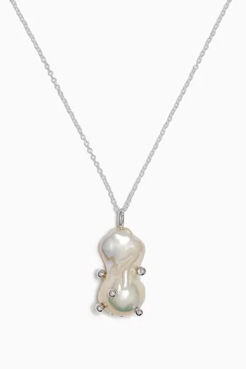 Anemone Pearl Chain Necklace in Sterling Silver