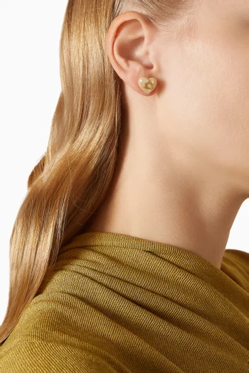 Logo Heart Stud Earrings in Resin