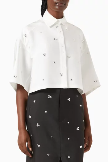 Rhinestone-embellished Shirt in Taffeta