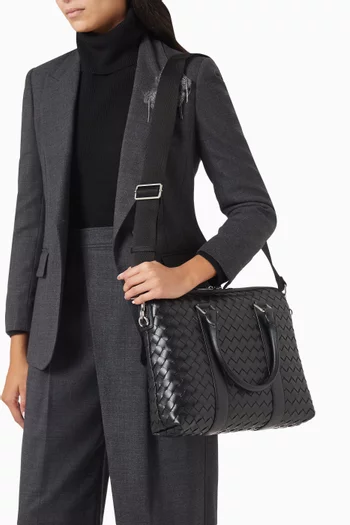 حقيبة عمل بتصميم رفيع جلد مجدول