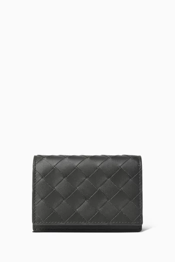 Business Card Case in Intrecciato Leather