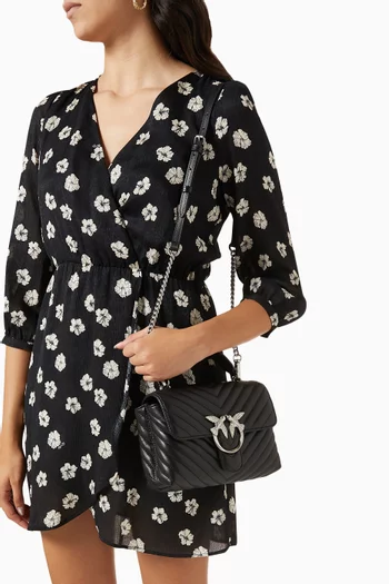 Mini Love Lady Puff Top Handle Bag in Chevron Leather