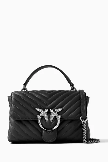 Mini Love Lady Puff Top Handle Bag in Chevron Leather