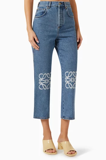 Anagram Cropped Jeans in Denim