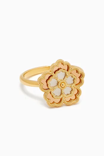 Farfasha Giardino Oro Small Motif Ring in 18k Yellow & White Gold