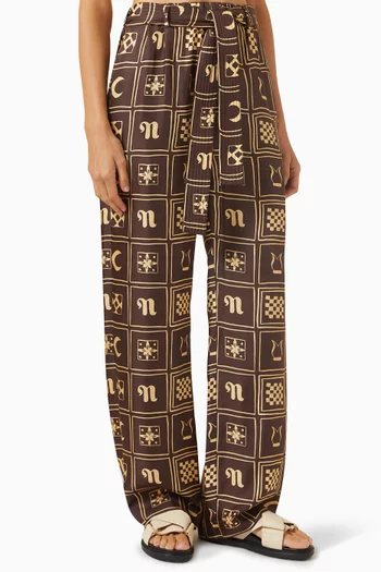 Jadine Printed Pants in Silk-twill