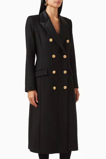 Tuxedo Longline Coat in Crepe