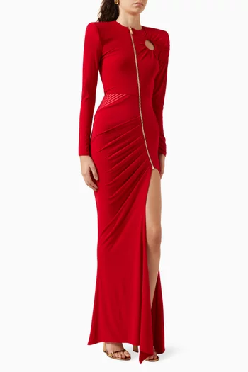 Say Ten Slit Gown in Jersey Fabric