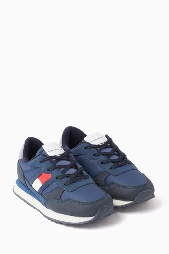 Flag Low Cut Sneakers in Faux Leather
