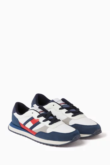 Flag Low-Cut Sneakers in Faux Leather