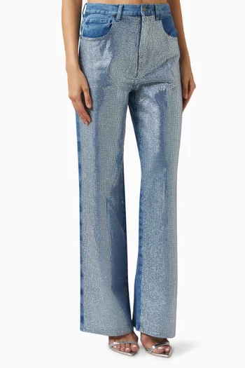 Rhinestone-embellished Jeans in Denim