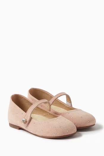 Crystal-embellished Ballerina Shoes in Suede