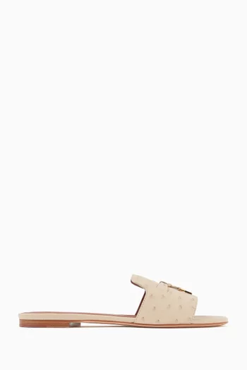 Summer Charms Flat Sandals in Ostrich Leather