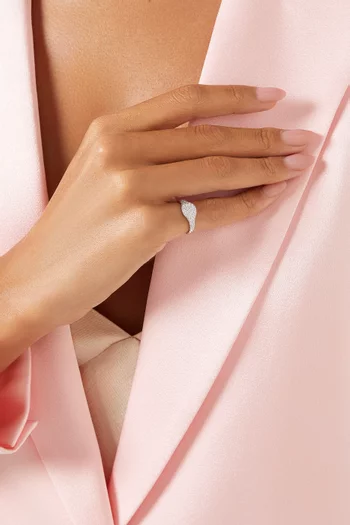 Petite Pinky Ring with Pavé Diamonds in 18kt White Gold