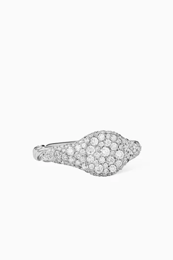 Petite Pinky Ring with Pavé Diamonds in 18kt White Gold
