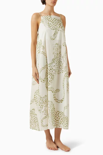 فستان نوم بفتحة رقبة مربعة قطن فوال عضوي