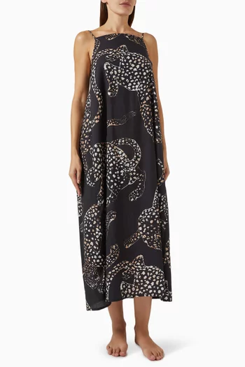Jag-print Square Nightie in Organic Cotton