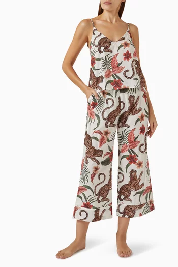 Leopard-print Soleia Cami & Wide-leg Set in Cotton