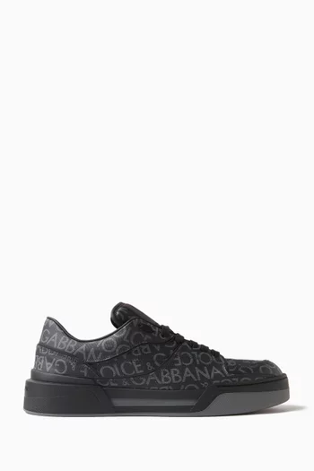 New Roma Jacquard Logo Sneakers in Coated Canvas