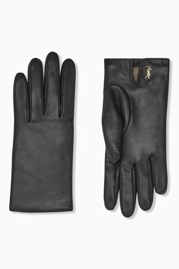 Cassandre Short Slit Gloves in Sheepskin & Cashmere