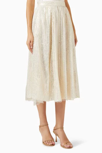 Rebecca Sequin-embellished Midi Skirt in Mesh